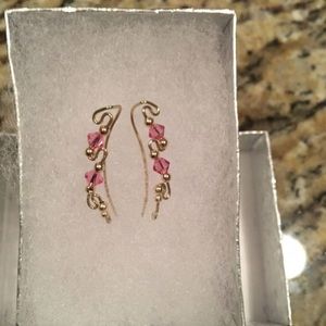 14K Yellow Gold Swarovski Crystal Climber Earrings